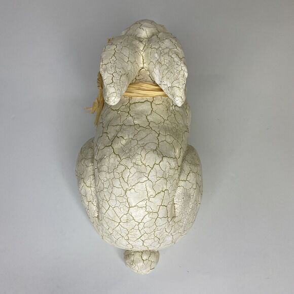 Farmhouse Easter Bunny Rabbit Figure White Antique Crackle Finish Spring Decor - Picture 7 of 12